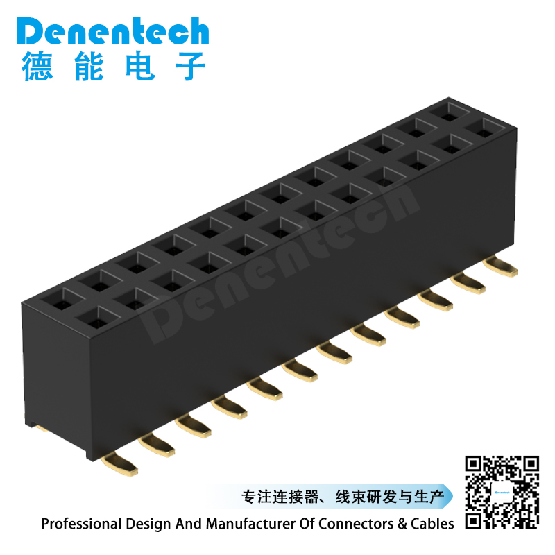 Denentech factory directly supply 2.54MM female header H7.1MM dual row straight SMT female header 